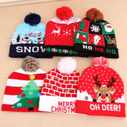 Light-up LED Christmas knit beanie with pom-pom, view 6 - MRSLM