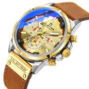 men's luminous sports watch leather strap, view 5 - MRSLM