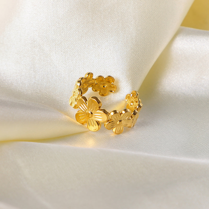 adjustable gold flower ring, view 5 - MRSLM