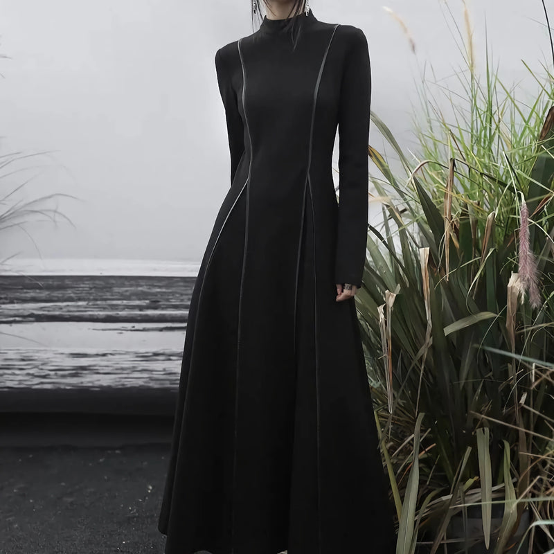 french knit stand-collar dress - MRSLM
