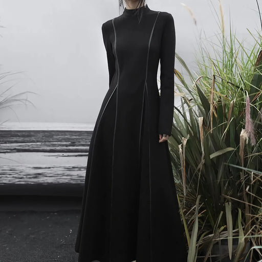 french knit stand-collar dress - MRSLM