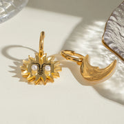 sun and moon shell pearl hoop earrings, view 5 - MRSLM