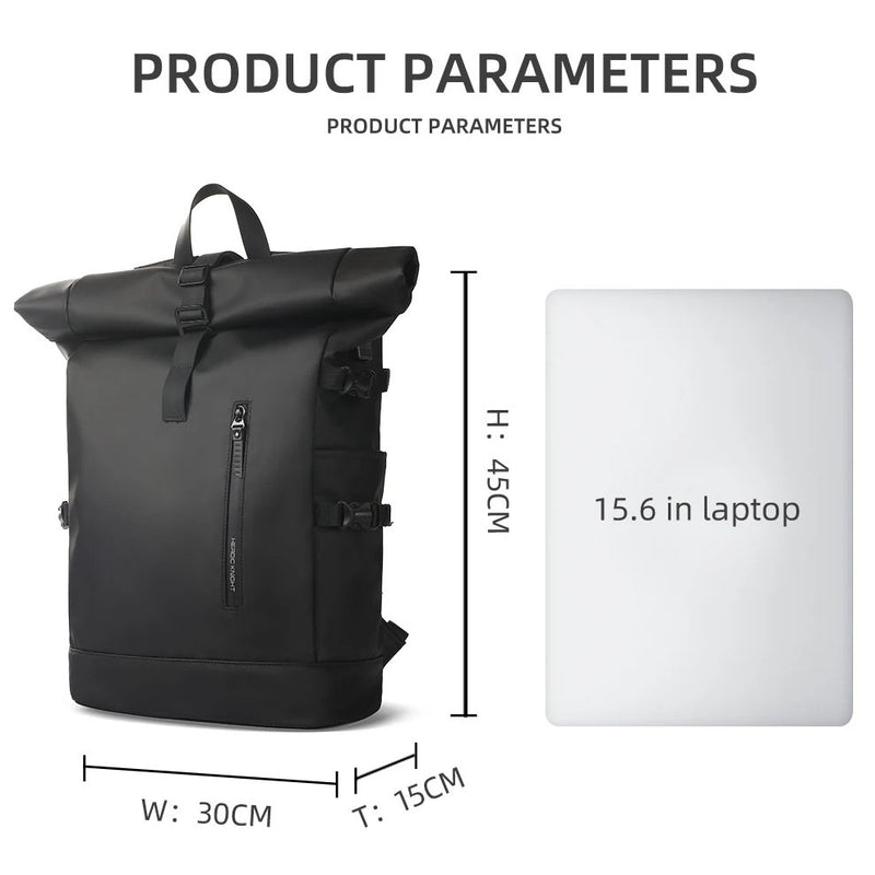 expandable roll-top laptop backpack, view 8 - MRSLM