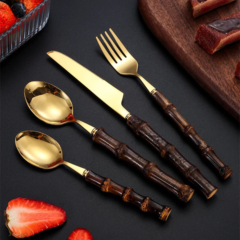 black bamboo dinnerware set, view 9 - MRSLM