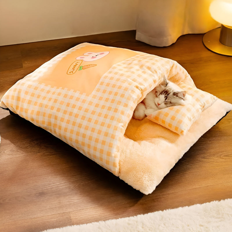 cozy plush cat and dog bed, view 2 - MRSLM