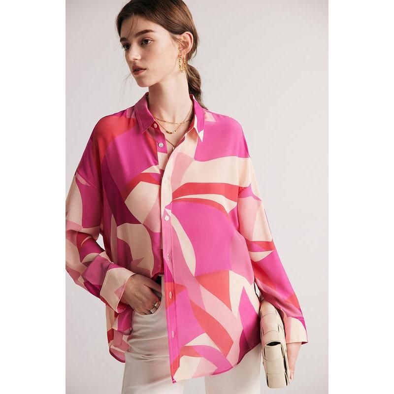 silk crepe de chine blouse, view 3 - MRSLM
