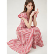 red plaid long summer dress, view 8 - MRSLM
