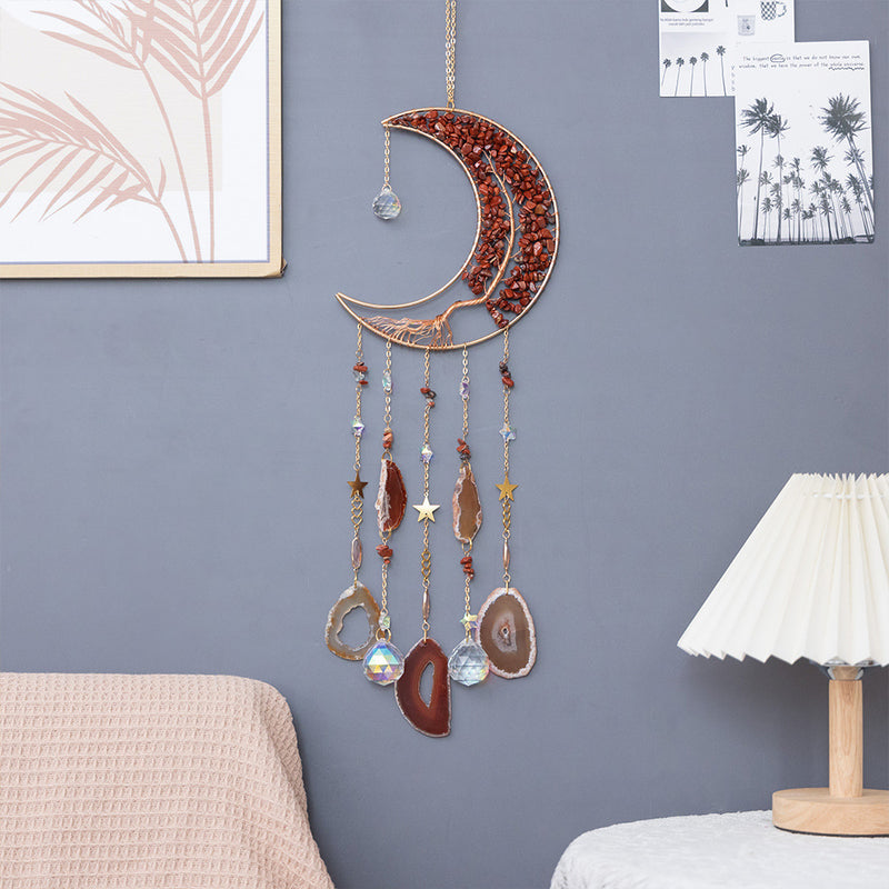 natural agate crystal dream catcher pendant, view 10 - MRSLM