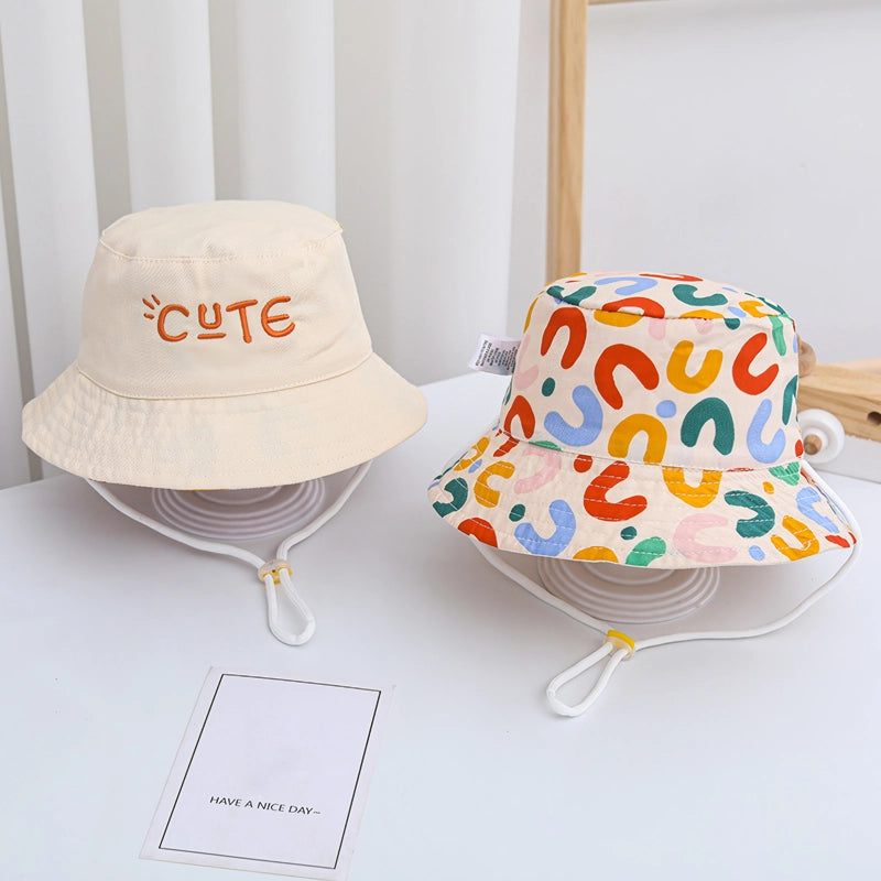 embroidered letter baby bucket hat, view 3 - MRSLM