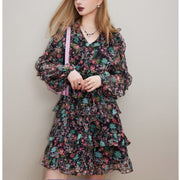 V-neck long sleeve floral dress, view 6 - MRSLM