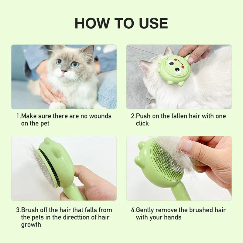 Self-cleaning pet grooming brush, view 8 - MRSLM