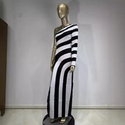 zebra stripe bandage dress, view 3 - MRSLM
