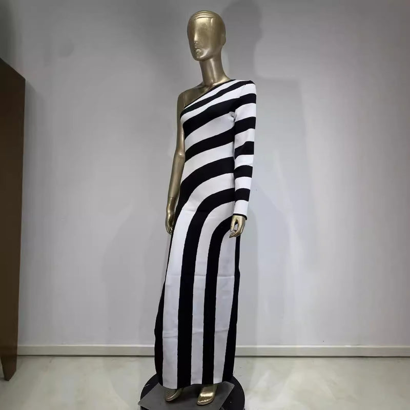 zebra stripe bandage dress, view 3 - MRSLM