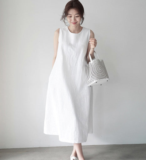 cotton sleeveless swing dress, view 2 - MRSLM