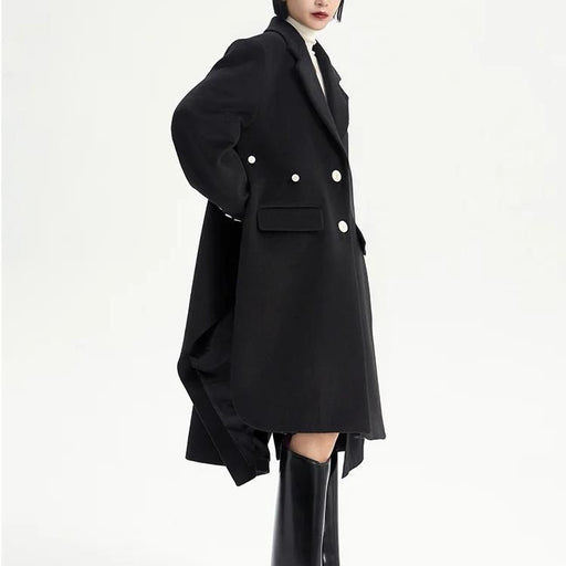 light gray long overcoat for women, view 2 - MRSLM