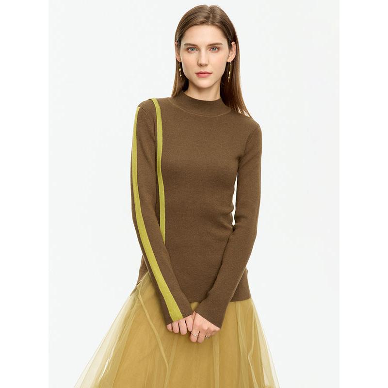 asymmetrical mock neck sweater for women, view 4 - MRSLM