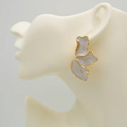 zinc alloy cream enamel petal earrings, view 6 - MRSLM