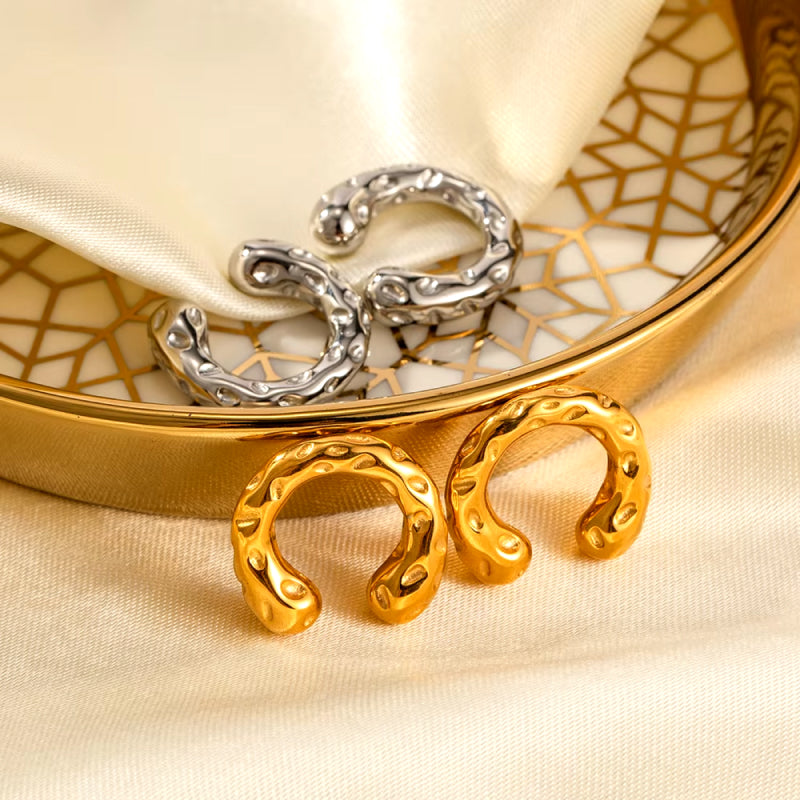 chunky gold ear cuff with hammered texture - MRSLM