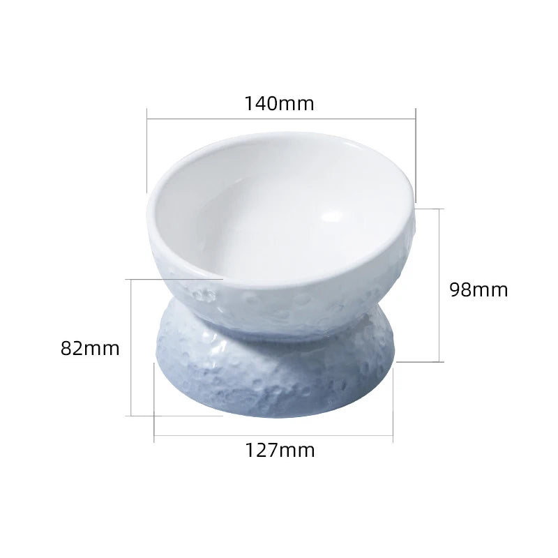 planet shape ceramic pet bowl, view 2 - MRSLM