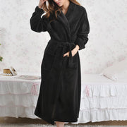 Women's long plush flannel bathrobe, view 10 - MRSLM