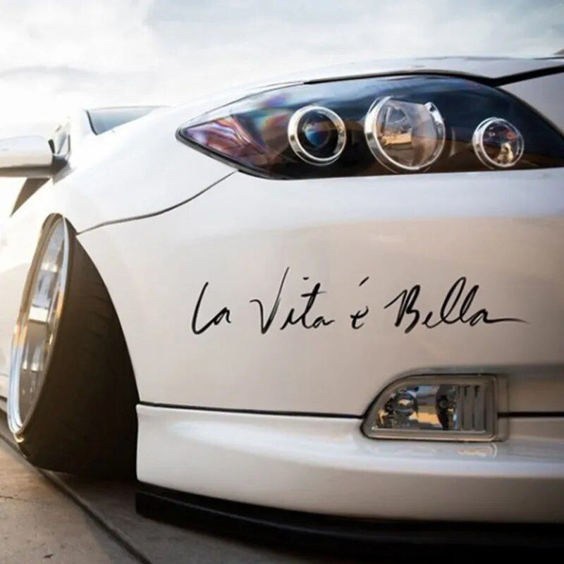 La Vita E Bella life quote car sticker, view 4 - MRSLM