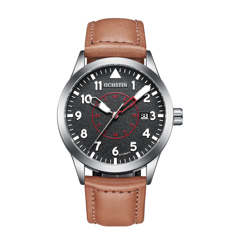 Men's automatic mechanical leather watch, view 5 - MRSLM