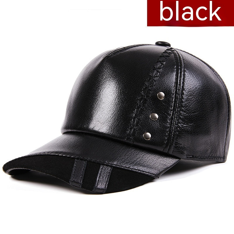 sheepskin leather baseball cap, view 5 - MRSLM