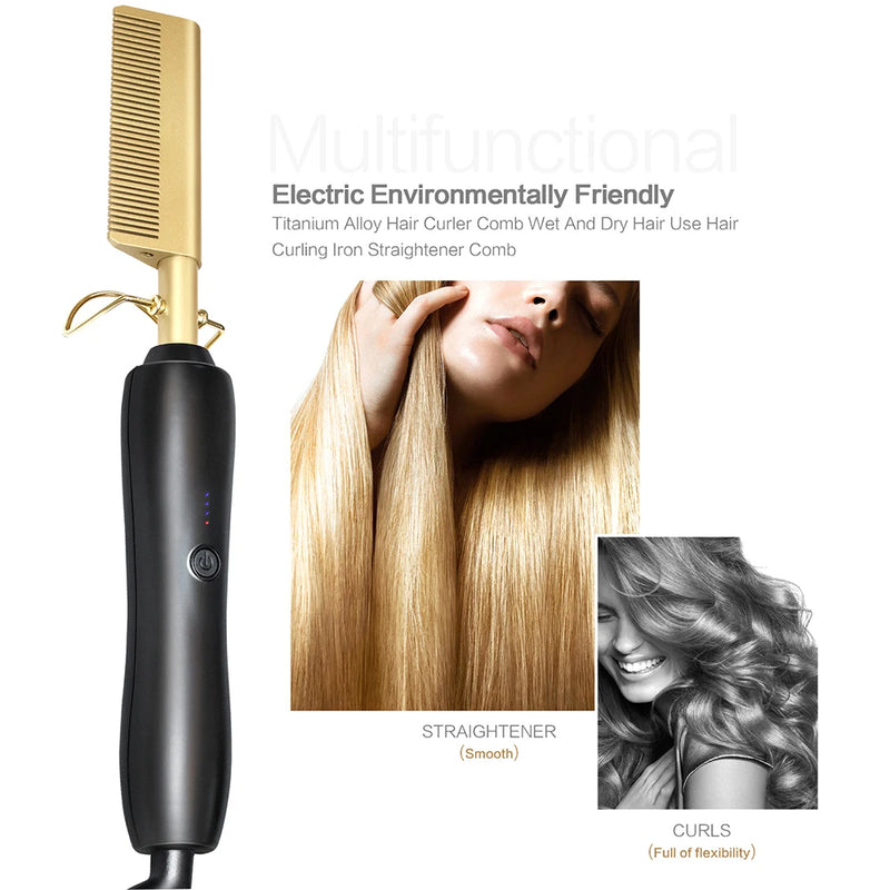 electric hot comb hair straightening brush, view 6 - MRSLM