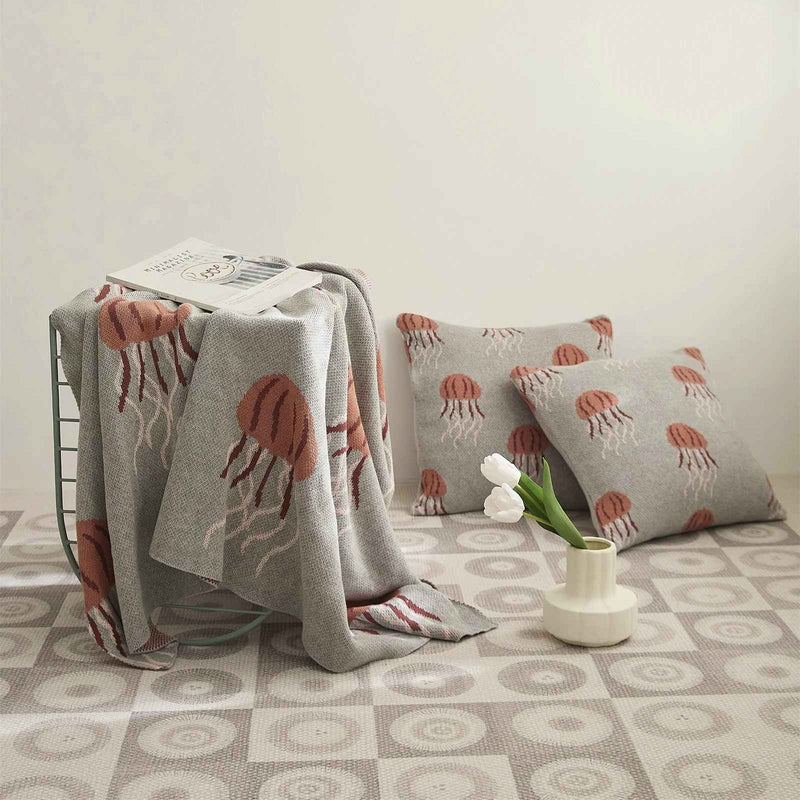 kawaii jellyfish cotton knitted blanket, view 6 - MRSLM