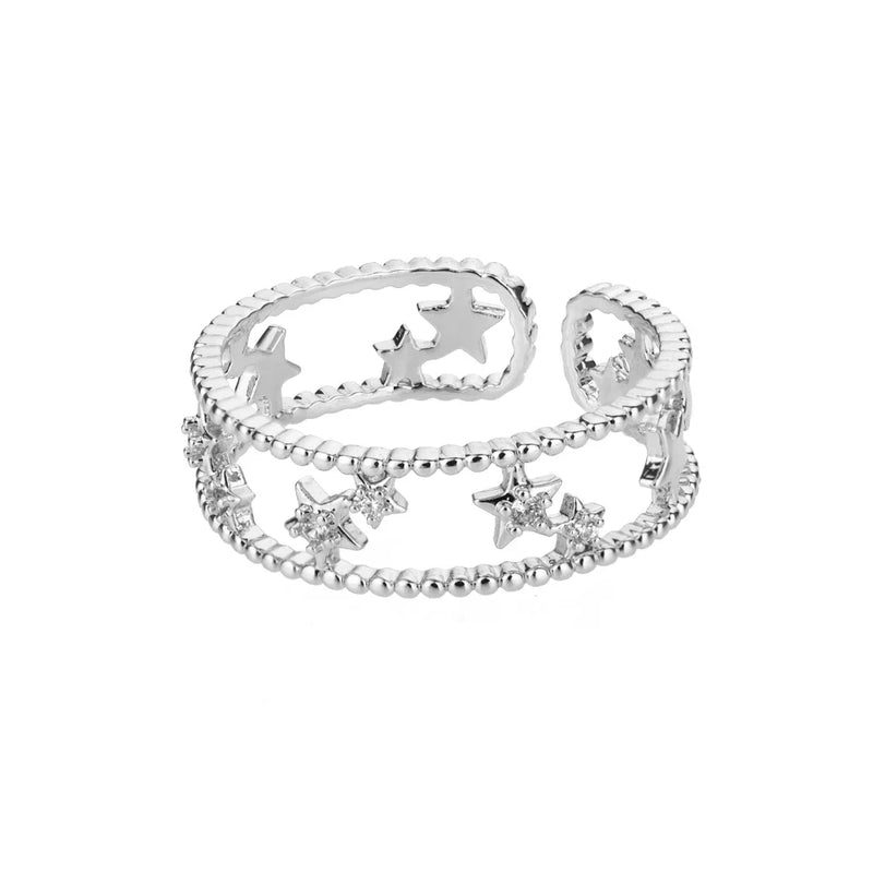 star cubic zirconia stainless steel ring, view 2 - MRSLM
