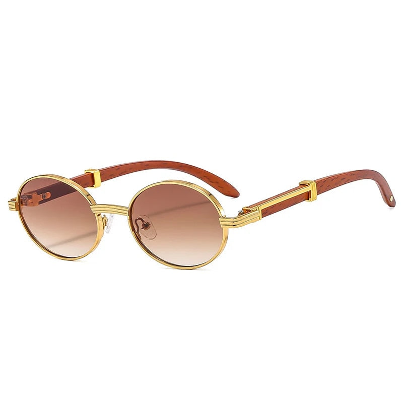 Retro oval gradient lens sunglasses, view 4 - MRSLM