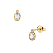 sky blue water drop ear studs, view 5 - MRSLM