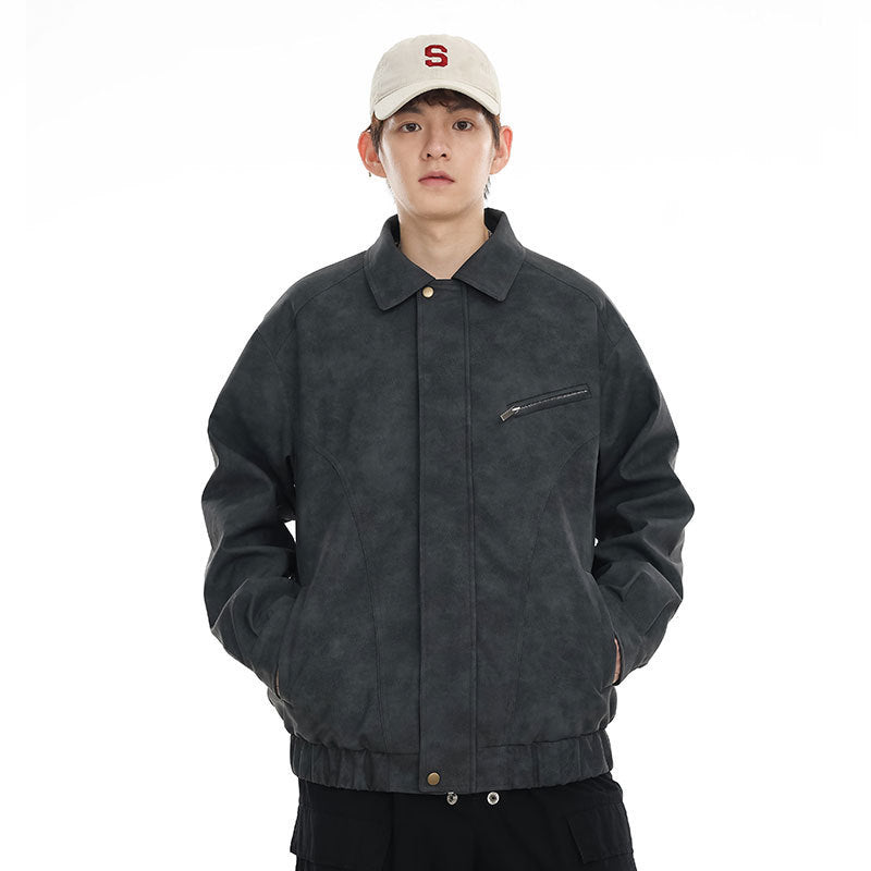 american retro PU leather jacket - MRSLM