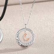 silver sun and moon circle necklace, view 4 - MRSLM