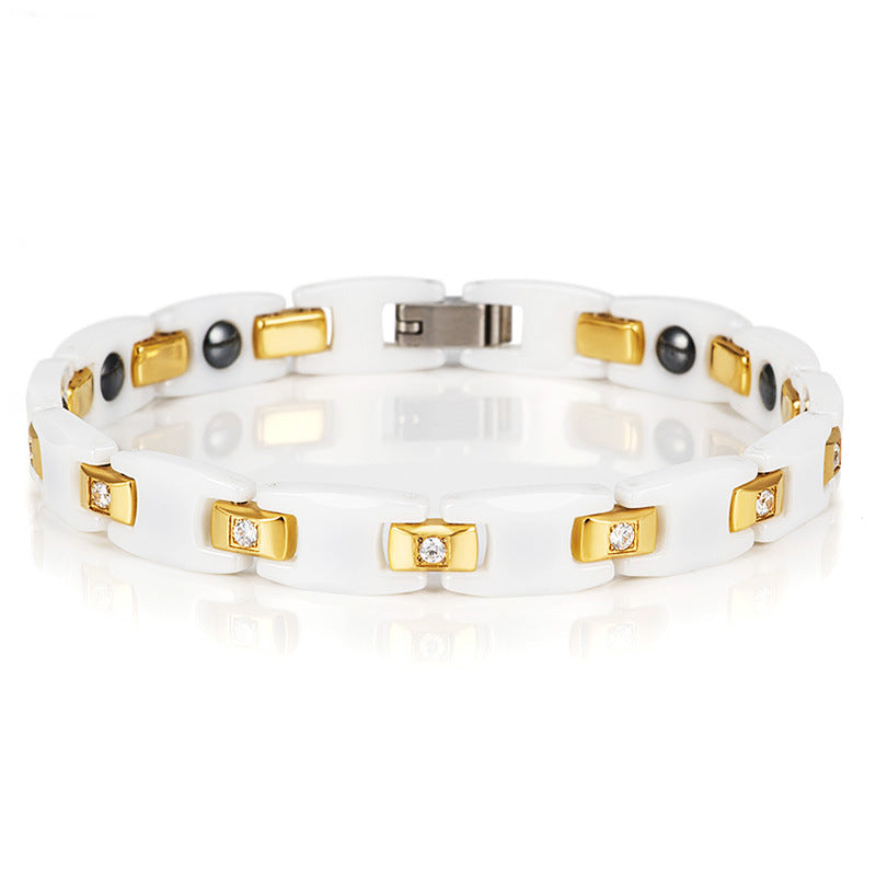 white ceramic zircon couple bracelet, view 6 - MRSLM