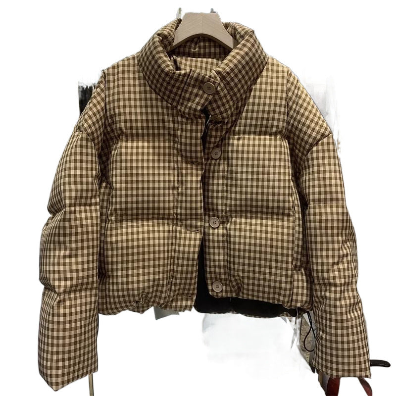 Women's high-waist cropped puffer jacket, view 3 - MRSLM
