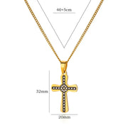 stainless steel cross pendant necklace, view 4 - MRSLM