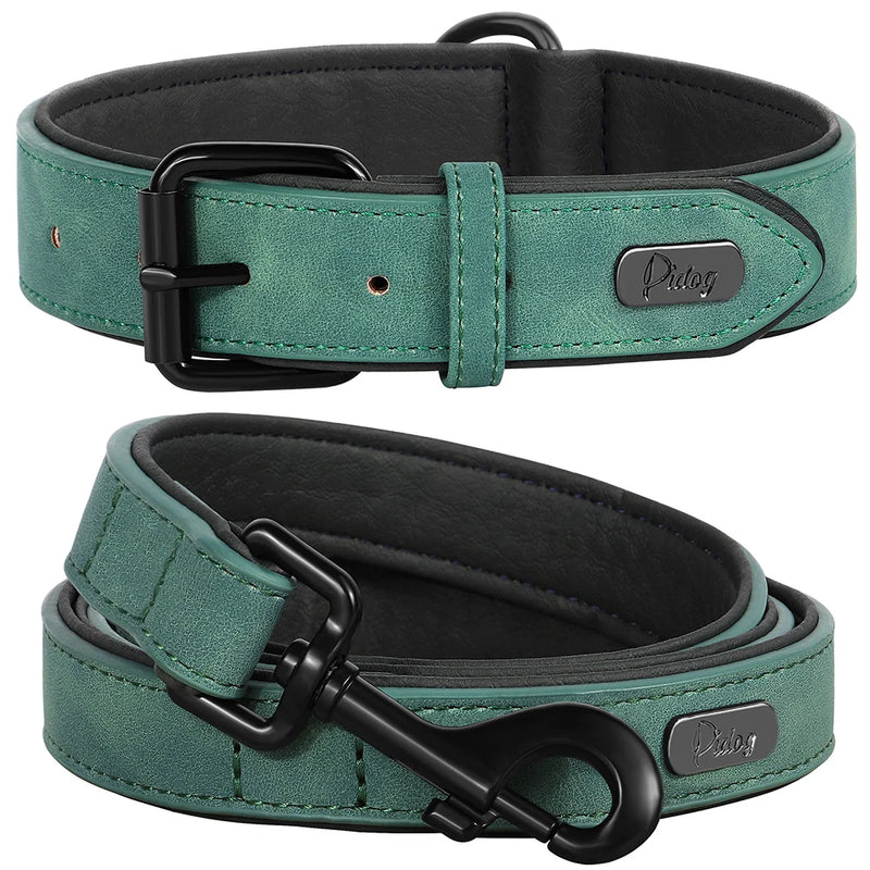 durable padded dog collar and leash set, view 4 - MRSLM