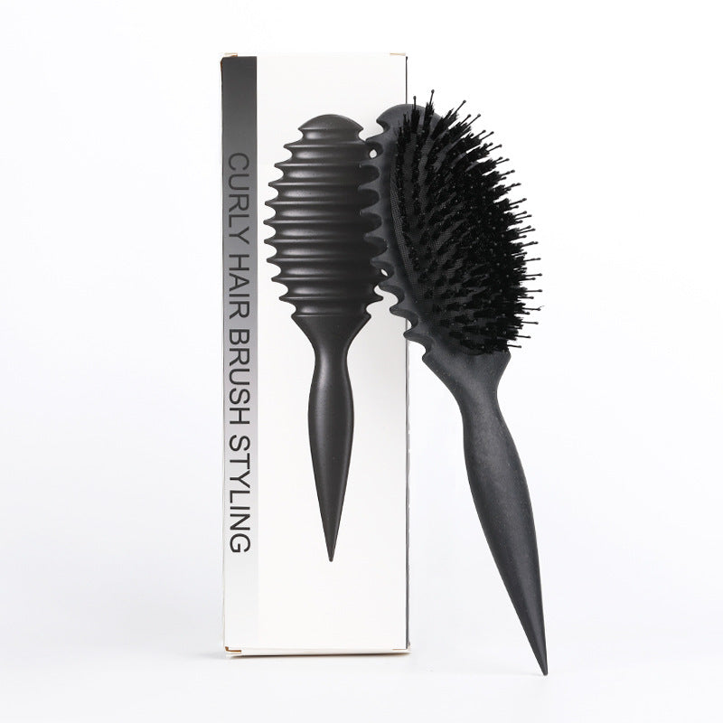 curl defining boar bristle detangling hair brush, view 3 - MRSLM