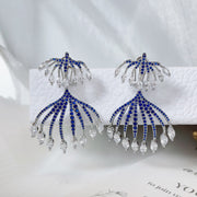 zircon jellyfish tassel earrings, view 3 - MRSLM