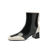 genuine leather women's square toe ankle boots, view 2 - MRSLM