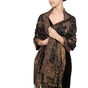 Women's vintage paisley jacquard tassel scarf, view 3 - MRSLM