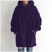 women's fuzzy full-zip long hoodie, view 5 - MRSLM