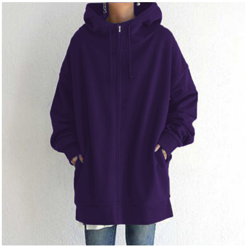 women's fuzzy full-zip long hoodie, view 5 - MRSLM