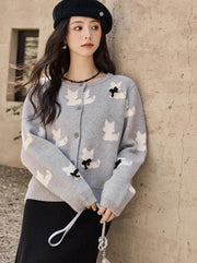 women's o-neck knitted sweater, view 2 - MRSLM