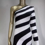 zebra stripe bandage dress, view 4 - MRSLM