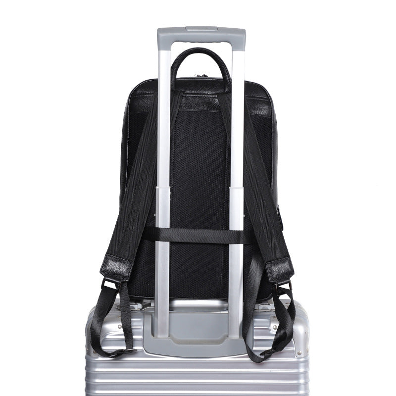 men's multi-compartment leather backpack, view 3 - MRSLM