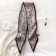 zebra print silk-feel scarf, view 9 - MRSLM
