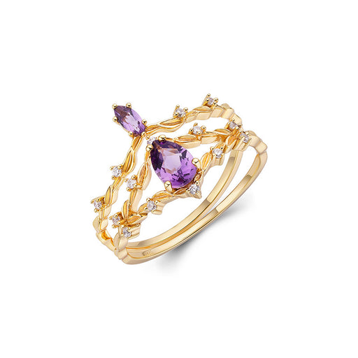 gold tone zircon crown ring, view 3 - MRSLM