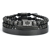 men's stainless steel roman numerals bracelet set, view 4 - MRSLM